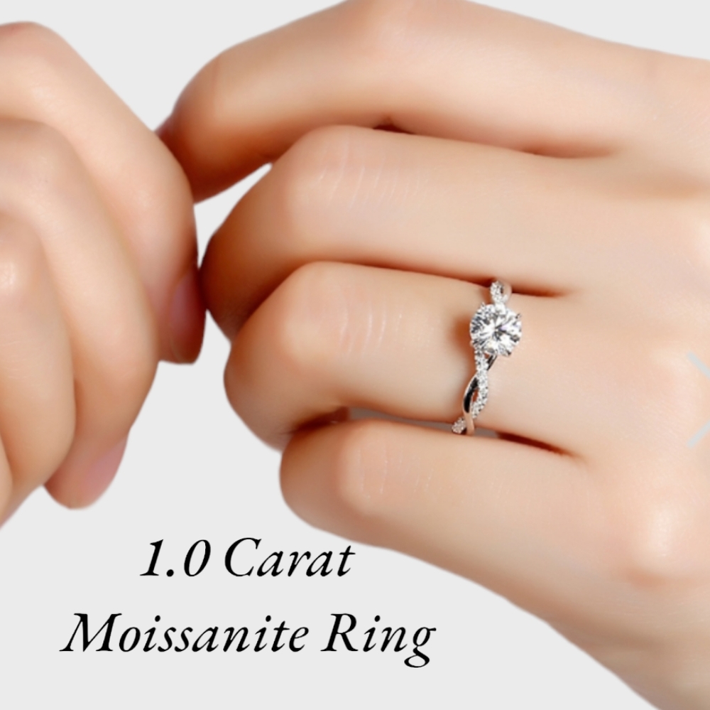 ❤ 1 Ct Round Moissanite Twisted Vine Ring ❤